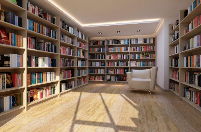 Library Room with Cream Colored Edgebanding