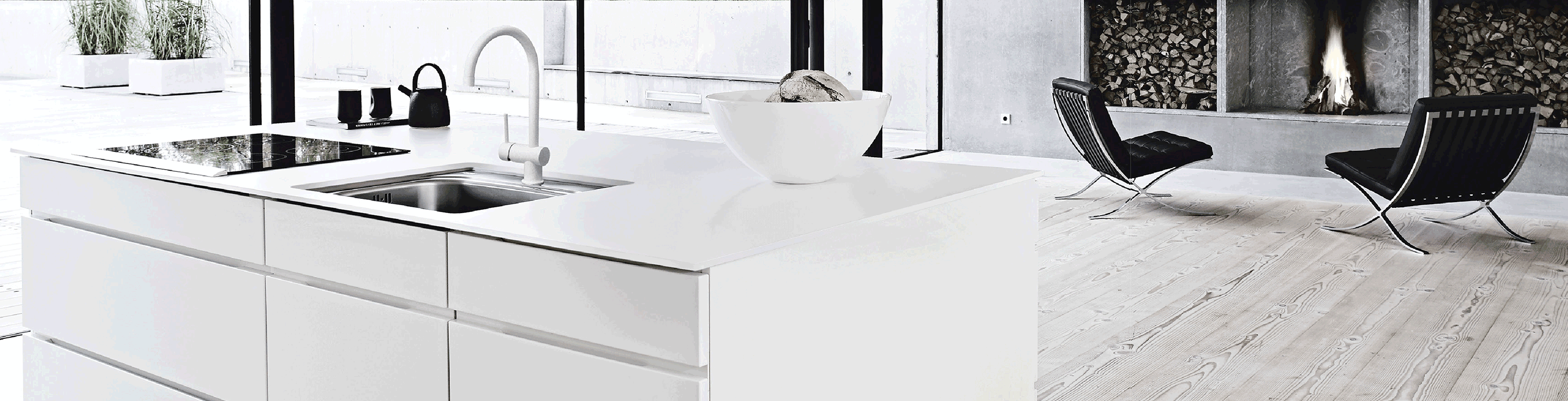 White Open Concept Kitchen